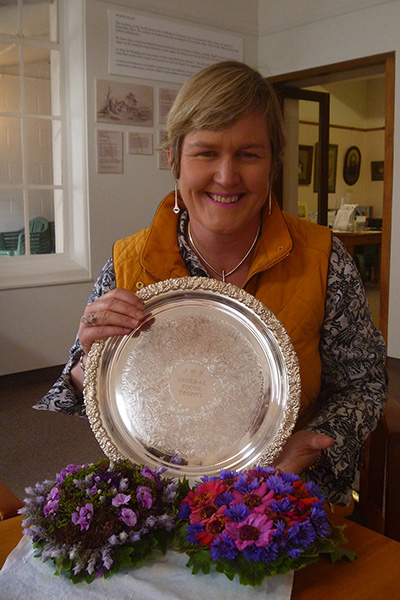 Carolyn with her prizewinning heritage flowers